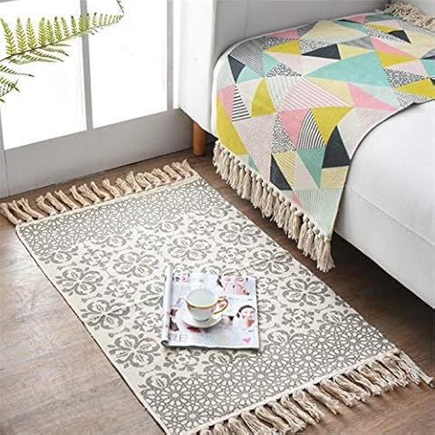 Alfombra de pasillo lavable de algodón KAZOLEN con borlas Cover