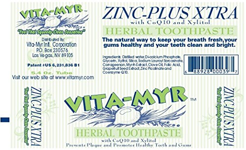 Vita-Myr Zinc+ Toothpaste, No Sugar, No Fluoride, Gluten Free, SLS Free No Alcohol, No Saccharin No Artificial Sweetener/Color ,Made in USA.5.4 Ounce Pack of 6 image 5