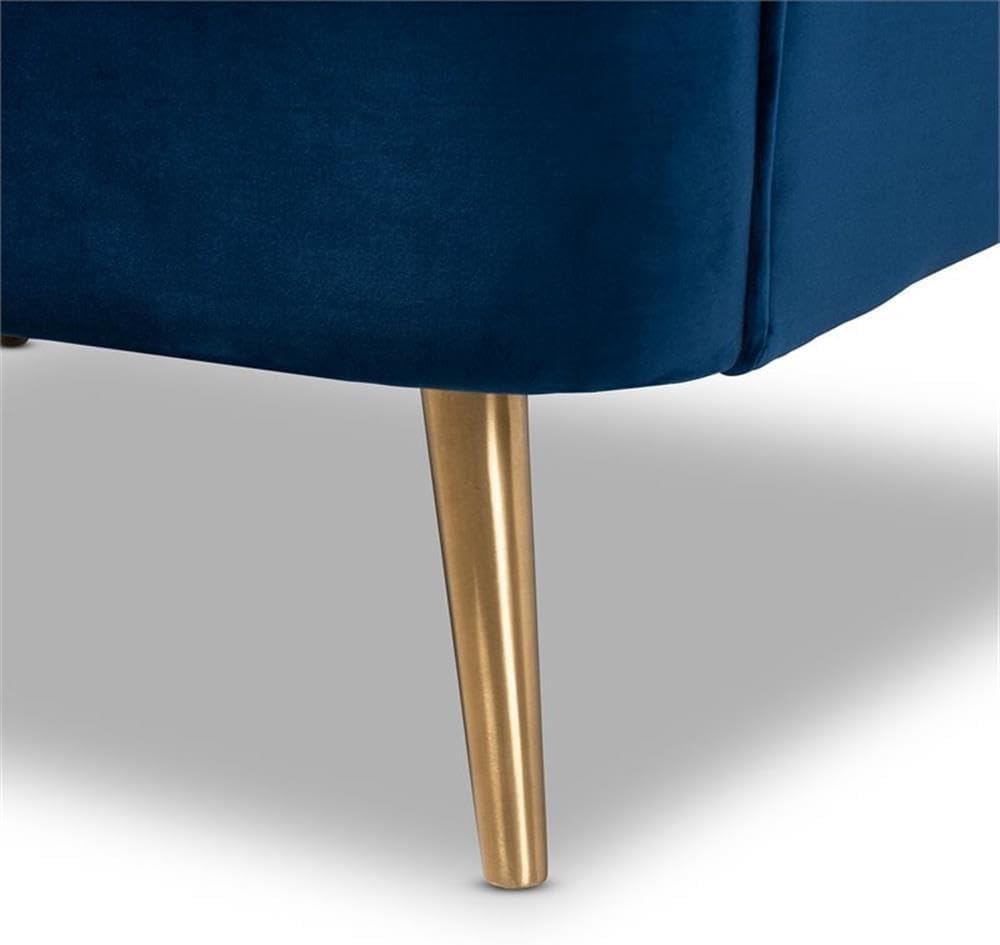 Baxton Studio Emeline Navy Blue Velvet Accent Chair