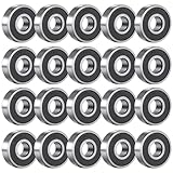 20 PCS 608-2RS Ball Bearings (8mm x 22mm x 7mm) Double Rubber Sealed Miniature Deep Groove Ball Bearings for Furniture, Carts, Wheelchairs (608 RS)
