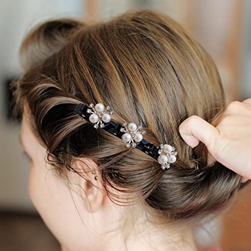 Grampo de cabelo trançado de cristal para mulheres | Crystal Hair Clips Party Barrettes com flores d