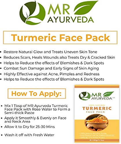 Image of MR Ayurveda 100% Natural Turmeric Powder | Turmeric Powder for Face | Turmeric Powder Organic | Haldi Face Pack | Turmeric Powder for Skin | No added Chemicals, 100 Grams