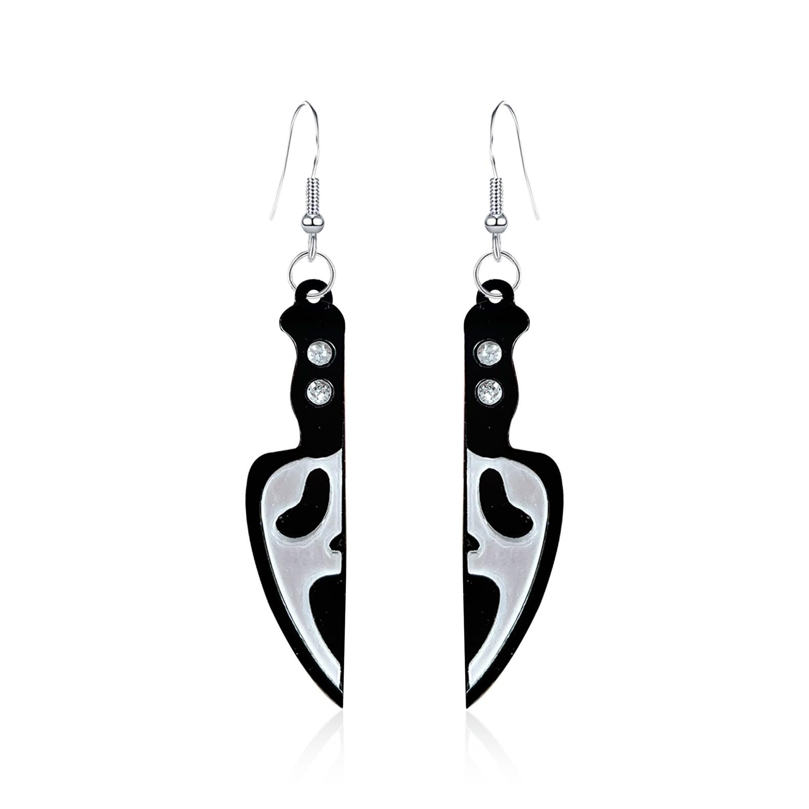 Halloween Earrings for Women Spooky Quirky Earrings Halloween Ghost Face Knife Earrings Halloween Skeleton kull Head Earrings Acrylic Ghost Earrings Halloween Party Jewelry