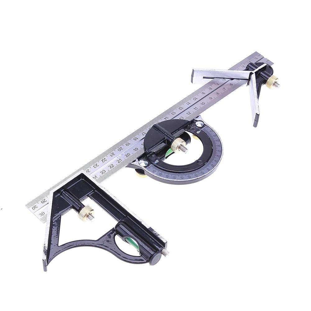 3pcs 300mm / 12 "MEDICIÓN 3 IN1 Regla Ajustable Multi Combinación Multi Angle Finder Protractor Spirit Level Tool de medición