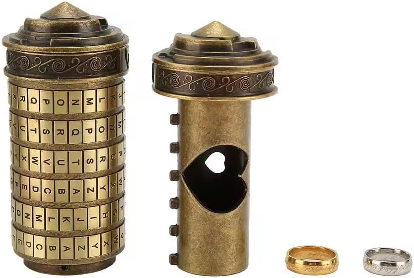 Da Vinci Code Lock Toys Metal Cryptex Locks with Hidden Compartments for Notes Paper Money Rings Jewelry, Anniversary Romantic Birthday Gifts for Her Men Women Girlfriend