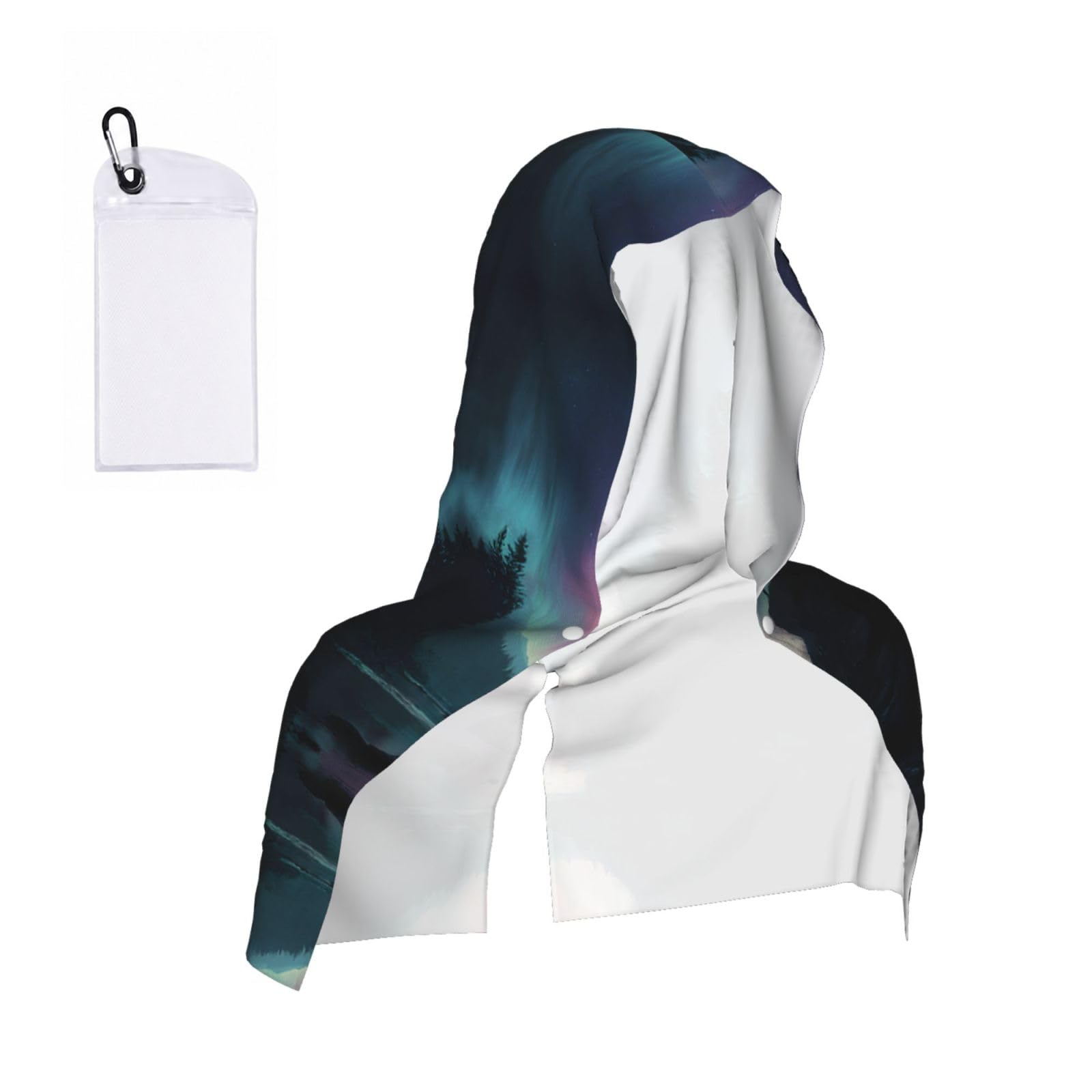EZDLOWVBA Aurora Print 2 Pack Cooling Hoodie Towels,Sports Headscarf, Neck Wrap Scarf,Breathable Cooling Towel For Neck And Face, Travel, Swimming, Training