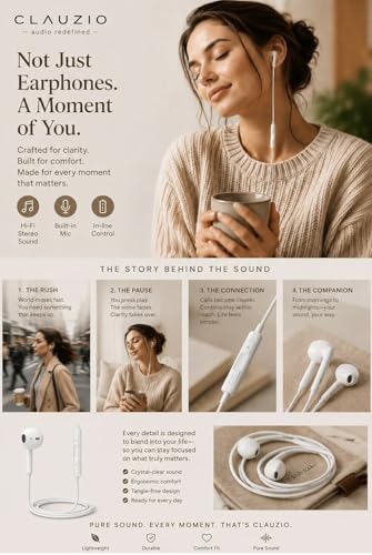 Image of 1-Year Replacement Warranty with Wired Earphones for iPhone (Lightning - Connector) - in-Ear Headphones with Microphone & Volume Control, Compatible with iPhone 14 /13 /12 /11 /X /XR /SE /8 /7 Series