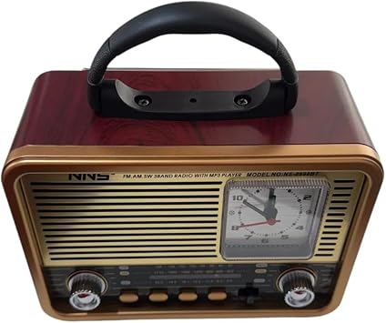 NS-8898BT Nostaljik Radyo Analog Saatli FM Radyo Bluetooth Hoparlör USB TF AUX MP3 Çalar