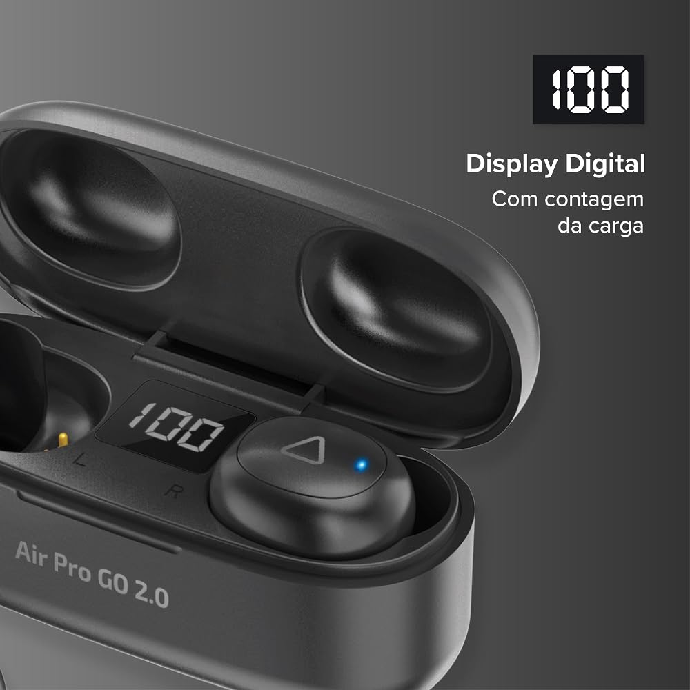 I2GO, Fone de Ouvido Sem Fio, Bluetooth 5.2, TWS, Air Pro GO 2.0, Controle Touch, Estojo de Carregamento, 20 Horas totais de Bateria, Preto, i2GO PRO - Imagem 4