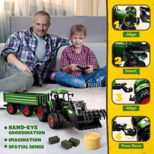 WELIN Remote Control Tractor and Trailer Toys for Kids - 5