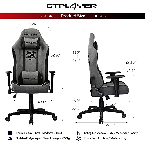GTPLAYER Gaming Stoel Bureaustoel Gamer Ergonomische Stoel Verstelbare in Hoogte Verstelbare Gamerstoel met Ergonomisch… - Image 7