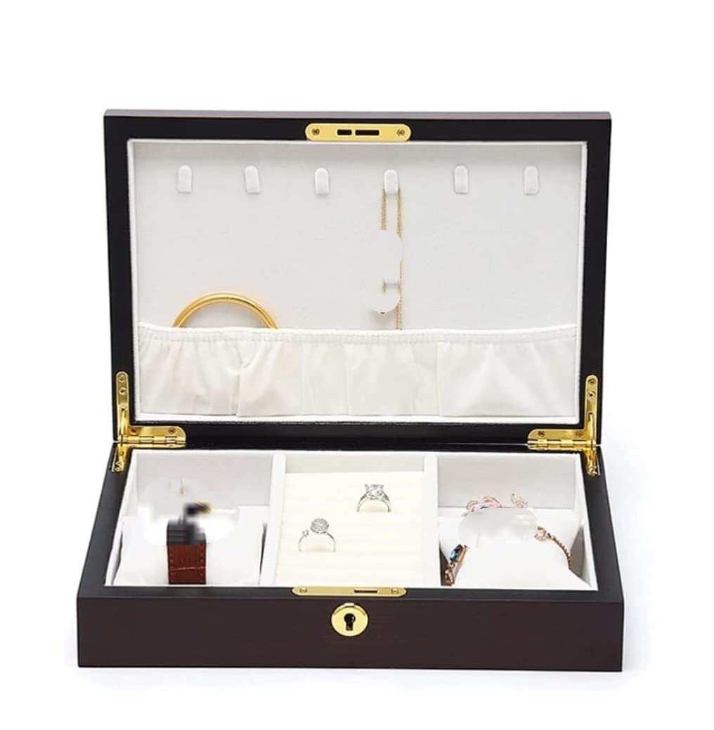 YNIYUJKL Watch Case Jewelry Display Box Ladies And Men'S Bracelets Rings Watches Wooden Storage Box, With Key Lock Watch Box,A-28 * 19 * 6Cm,A-28 * 19 * 6Cm
