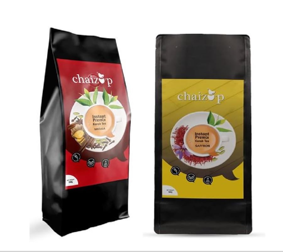 Image of Chaizup Premium 1 Min Instant Assorted Tea Pack - 1kg Poly (Pack of 2) | Saffron & Masala Flavours | Approx. 144 Servings | 2kg