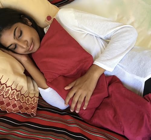 Triple Square Red Ultra Suede, Cherry Pit-Stone Pillow, Microwavable Hot/Cold Compress, Sustainable Heating Pad, Moist Heat, Muscle Joint Pain Relief, Gift