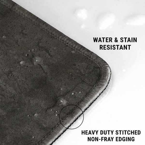 Skinit Small Gaming Mouse Pad - Dark Iron Grey Concrete Design with Stitched Edges, Waterproof, Non-Slip Rubber Base, Desk Mat for Keyboard & Mouse, 12.6" x 11" inches