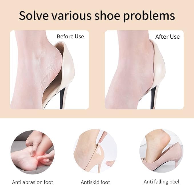 ARSHOM 1 Pair Heel Grip Pads for Shoes Anti Slip Shoe Heel Cushion and Shoe Bite Protector Self Adhesive Back Heel Padding for Loose Shoes High Heels Pumps Sneakers and Formal Footwear for Men and Women 3