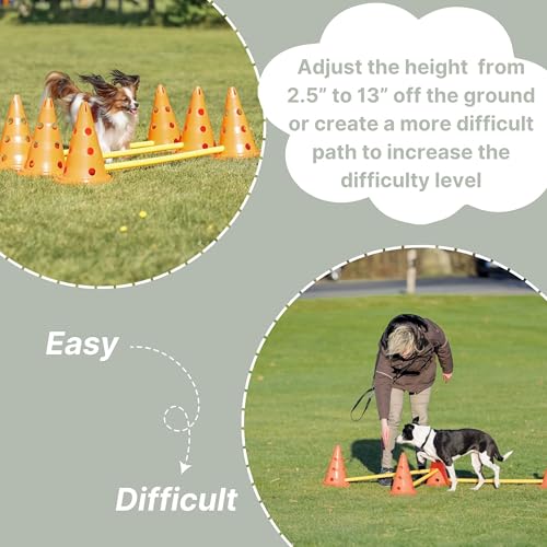 TRIXIE Dog Agility Hurdle Cone Set – Jump Set with Height Adjustable Crossbar for Beginners to Advanced, Training Equipment for Dogs – 6 x Cones, 3 x Agility Rods by TRIXIE - Image 5