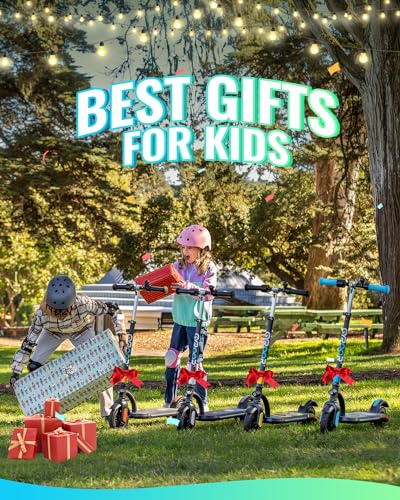Gyroor H40 Kids Electric Scooter with 180W Motor & LED Visible Display, 10 Mph, Colorful Lights, Adjustable Speed and Height, Electric Scooter for Kids Ages 8-12 Ideal Gifts
