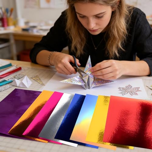 Feuilles de papier métallisé épaisses anti-gondolement pour projets d'école - 3