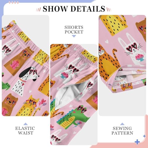 ZZXXB Cool Dog Bunny Boys Long Pants Soft Trousers Elastic Waist Kids Lounge Bottoms with Pockets S-XL4