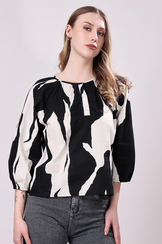 Image of London Hills Women Cotton Regular Fit Top Full Sleeves Top