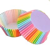 Delight eShop 100Pcs Colorful Rainbow Paper Cake Cupcake Liners Baking Muffin Cup Case Party