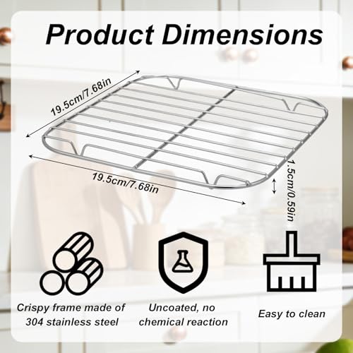 Crisper-Einsatz für Heißluftfritteusen, Ersatz-Crisper-Platte Zubehör Edelstahl 304 für Ninja Crispi Heißluftfritteusen FN090 FN091 FN100 FN101 FN103 Langlebig und Spülmaschinenfest (Silber)