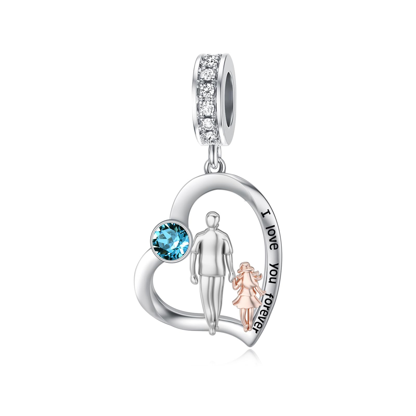 PROESS Father Mother Daughter Charm fit Charms Bracelet Sterling Silver Charms for Bracelets Birthday Valentines Day Gifts for Daughter Mother Lover