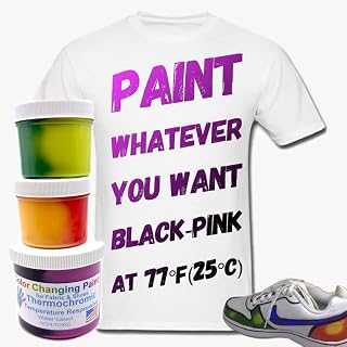 Temperature Activated Body Heat Reactive Color Changing Thermochromic Fabric Paint 2 oz, BLACK changing to PINK at 77⁰F (25⁰C)