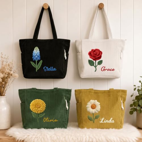Bolso tote personalizado de flores para mujeres miniatura 3