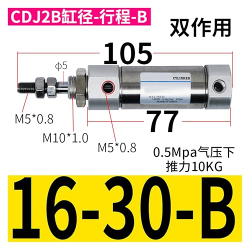 Mini cylindre acier inoxydable CDJ2B16 petit vérin haute précision - 3