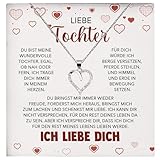 22Feels Liebe Tochter Geschenk SET Von Mama Papa Eltern Mädchen Frauen Herz Halskette Damen Schmuck 925/000 Silber Collier mit Karte, Tasche u.m. - Firmung Konfirmation Geburtstag