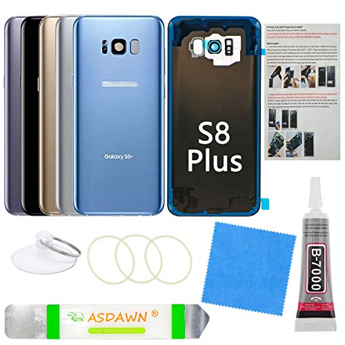 Galaxy S8+ Rear Back Cover Glass Replacement With Pre-Installed Camera Lens + All The Adhesive + Installation Manual + Repair Tool Kit For Samsung Galaxy S8 Plus Sm-G955 All Carriers (Coral Blue) #TOP27