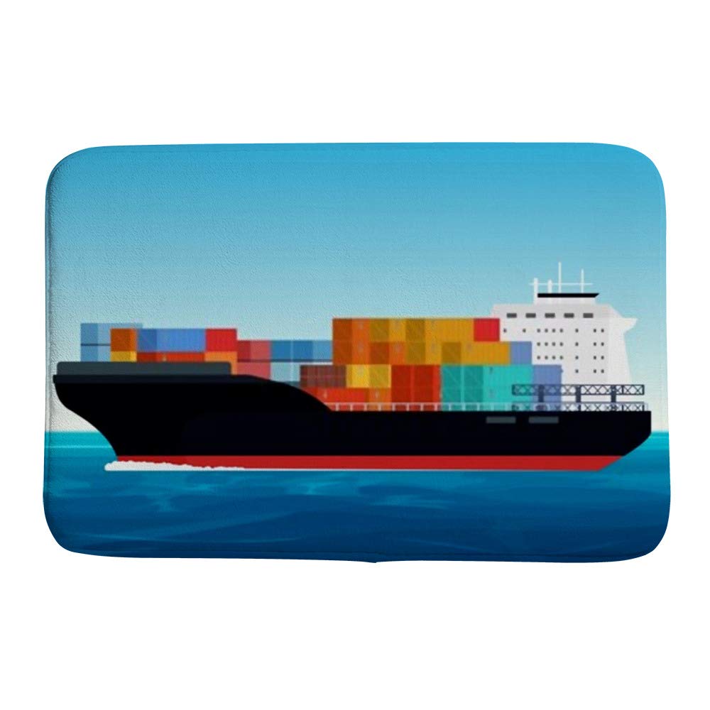 Tapis de bain CHEHONG océan cargo en polaire corail antidérapante de 36 x 24 inch