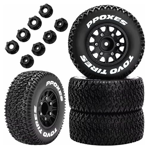 RC Short Course Truck Wheels and Tires with 12mm 14mm 17mm Hex Upgrade Parts for 1/10 Slash 2WD 4×4 Arrma Senton Axial Losi Redcat Rc4wd Hex RC Car.?Black?