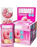 Legendary Foods Protein Donuts - 22g Protein, Pink Sprinkle, Zero Sugar Snack, Gluten Conscious, Low Carb, Keto Suitable, Diabetic and GLP-1 Diets - 8 Pack with Two Donuts per pack