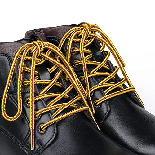Stepace Round Shoelaces [2 Pairs] Heavy Duty Boot Shoe Laces For Hiking Work Boots Golden Brown-140(Stripe) #TOP1