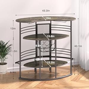 Vecelohomebarunit3tierliquorbartablewithstorageshelvesandwineglassesholderindustrialconerminicoffebarcabinetforhomekitchenpuboak Urban Country Home Decor Vecelo home bar unit 3 tier liquor bar table with storage shelves and wine glasses holder industrial coner mini coffe bar cabinet for home kitchen pub oak urban country home decor