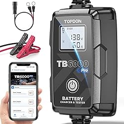 Baterías Lifepo4 Características TOPDON TB6000Pro - Cargador de batería de Coche Inteligente 2 en 1 y probador de batería, 6 amperios, 6 V/12 V, Cargador de Goteo para automóvil, desulfador de Control de aplicación