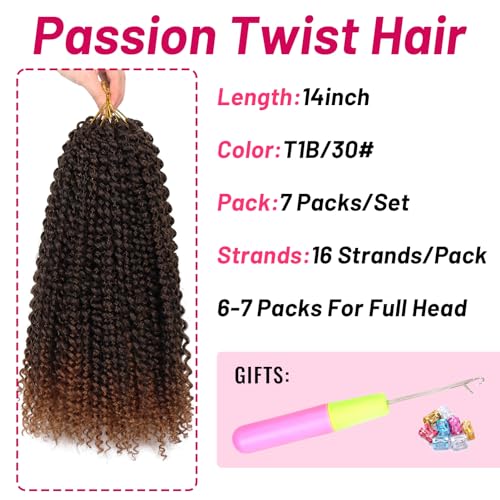 Pacote com 7 tranças sintéticas de crochê para cabelo de 35,5 cm, ondas de água, para torção de paix
