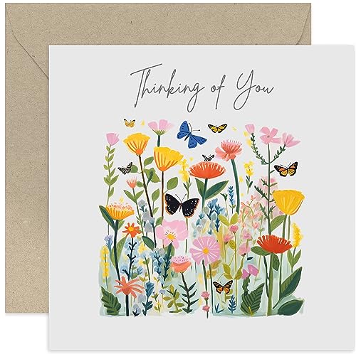 Thinking Of You Karte Mit Gänseblümchen-Kranz – Leere Innenseite, Für Beileid & Genesung