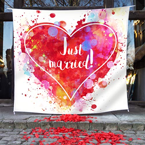 Just married drap de mariage WeddingTree cœur à découper avec 2 ciseaux - 7