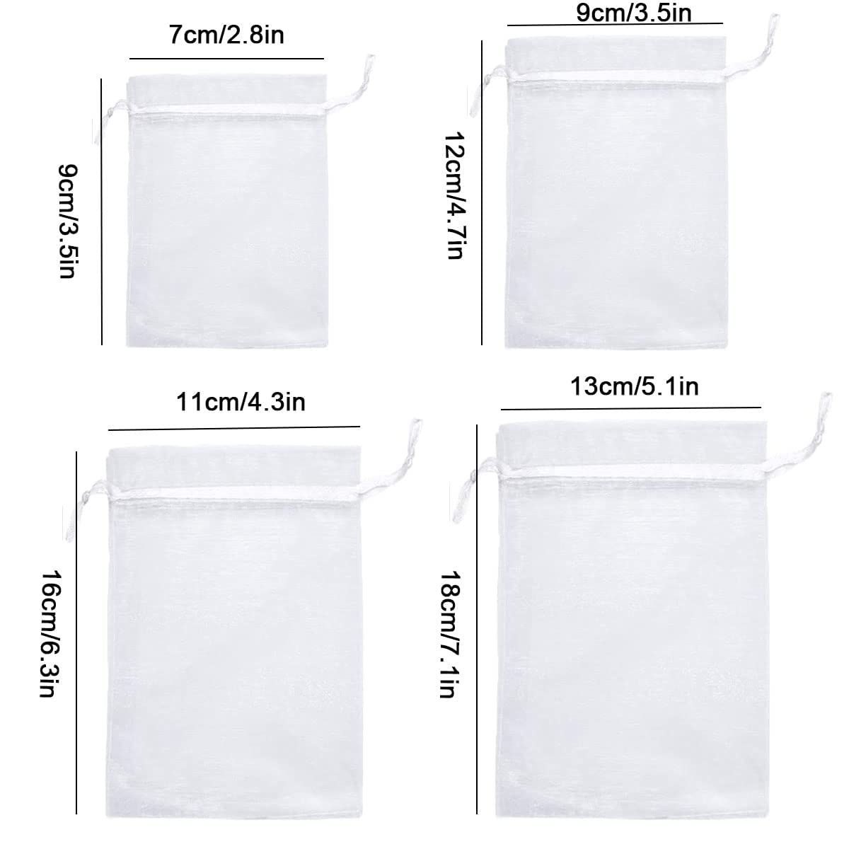 100 Stück Organza Geschenkbeutel – 7x9 Cm, Mit Zugband, In Vielen Farben