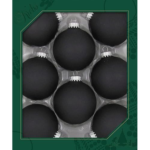 Christmas By Krebs Made in The USA Designer Seamless Glass Christmas Ball Ornaments, 2 5/8" (67mm), 8 Pieces