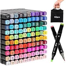 Kebuye Duet Point Blender Markers for Kids and Adults Professional Permanent Dual Tips Art Sketching Markers, 100 Colors