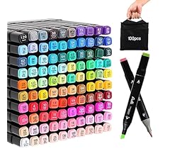 Kebuye 100 Colors Alcohol Markers Set, Dual Tips Blender Art Markers for Drawing Sketching Coloring Artist Pens and Underli…