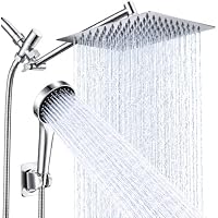 Nottia 12 Inch Adjustable High Pressure Rainfall Shower Head with Extension Arm & 60 Inch Long Shower Hose (Silver)