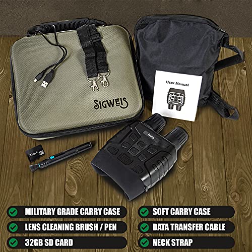 Binoculars For Adults Night Vision And Day, Camping, Spy & Hunting, Property Surveillance & Wildlife Watching, Bundle Includes Hard Case, Lens Cleaning Brush & 32 Gb Sd Card #TOP2