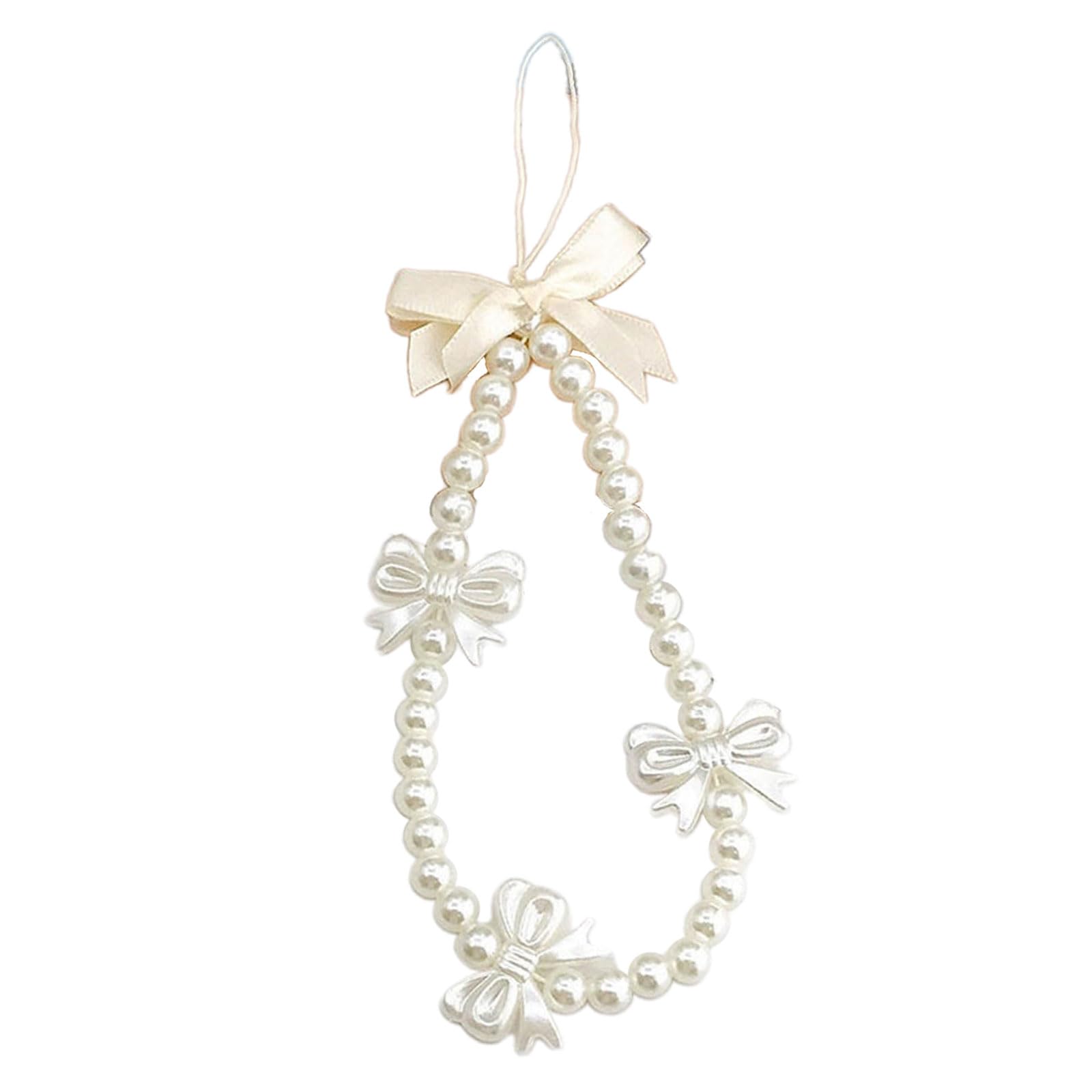 NEWFT Trendy Phone Charm Aesthetic Phone Chain Pearls Beaded Phone Strap Bowknot Phone Jewelry Great for Phone Keys Bags