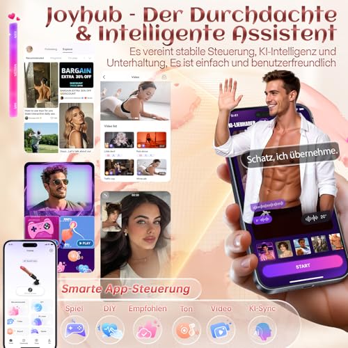 Cacuola Vibrator Dildo mit KI-Sync APP, 7x7 Starke Stoßfunktion Vibration für Frauen, Dildos Vibratorensets für Frauen Männer, Sex Spielzeug für die Frau Männer, Fickmaschine Sexspielzeug Sexmaschine